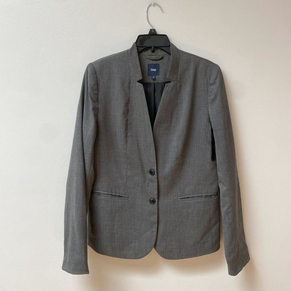 GAP Gray Blazer w/ Notched Collar - Picture 2 of 6